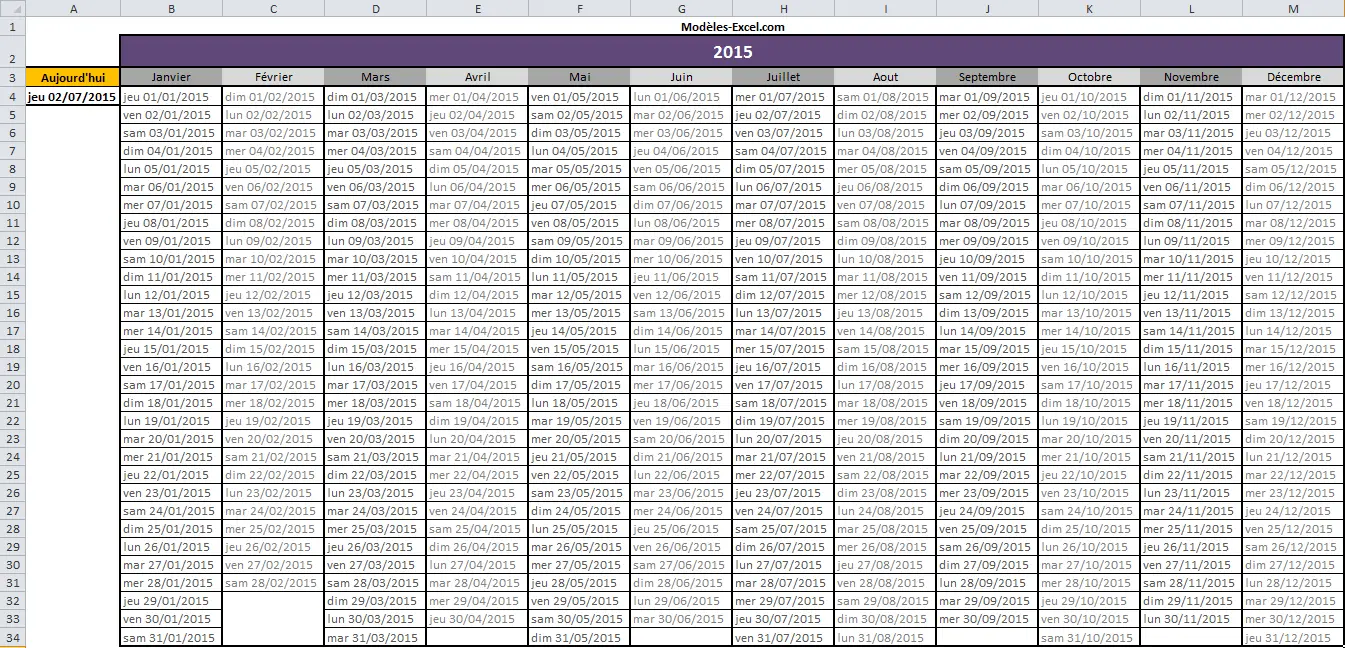 calendrier simple et pratique