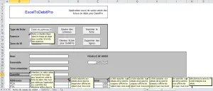 Application Excel de saisie des fiches de débit pour DEBITPRO